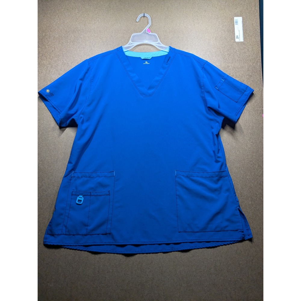 Carhartt Force Cross-Flex Scrub Top Royal Blue V-Neck Medical XL Womens